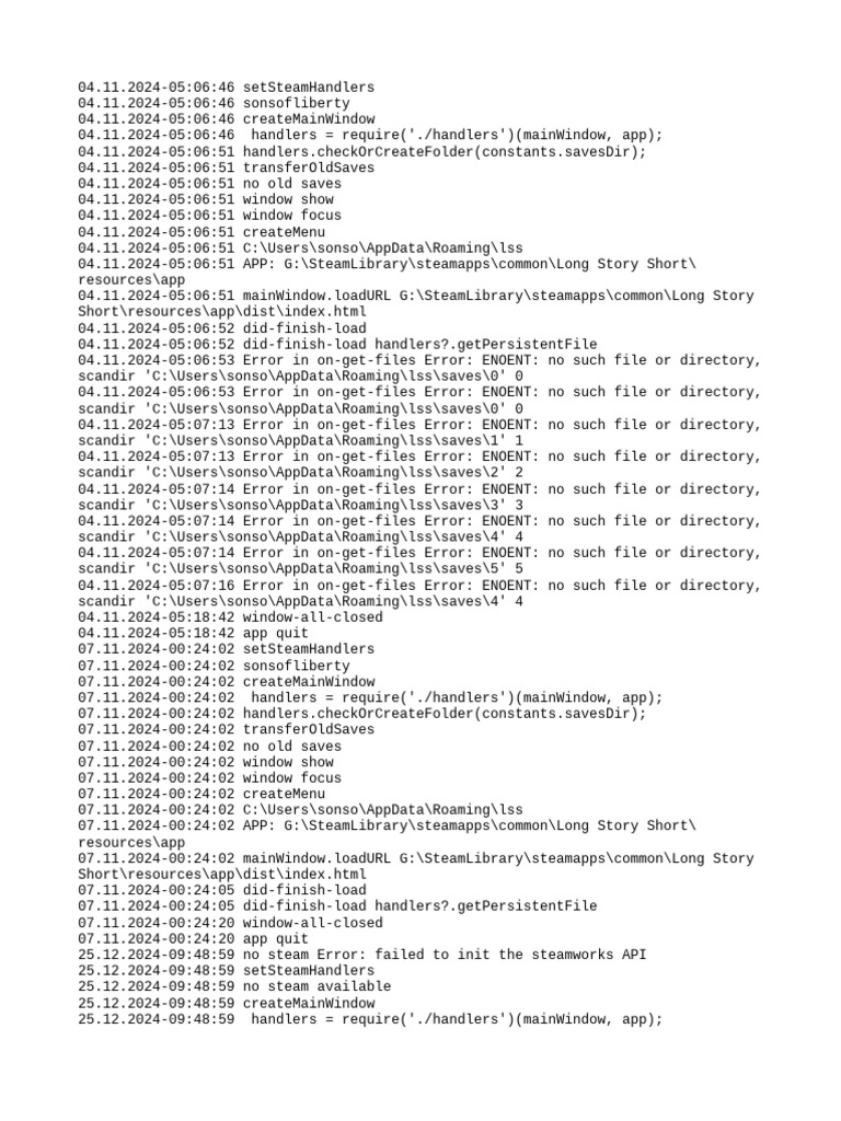 Steam Initialization Errors in LSS App | PDF | Computer File | Computing
