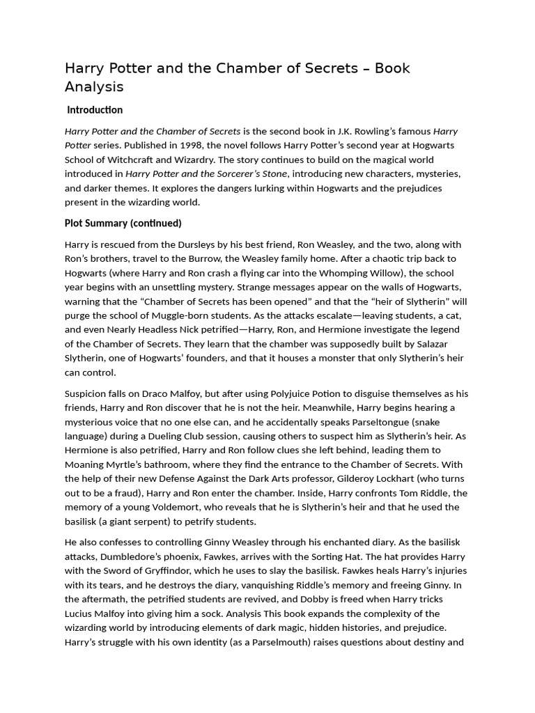 Harry Potter and The Chamber of Secrets | PDF | Mythography | Harry Potter