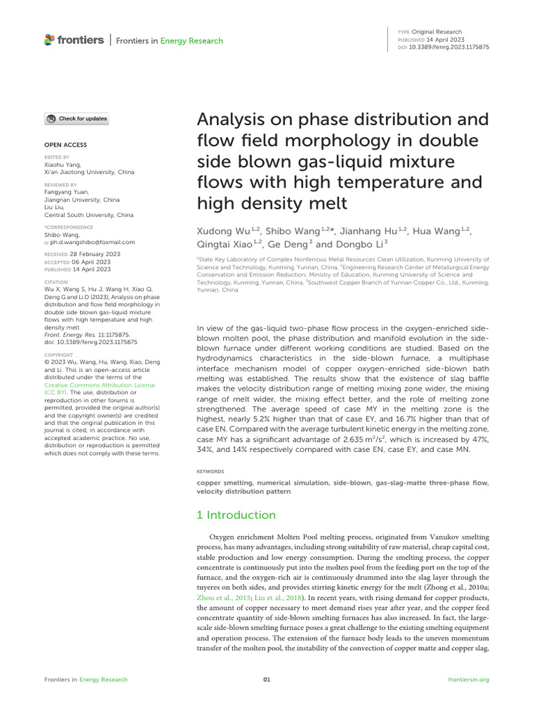 Analysis On Phase Distribution and Flow Field Morp | PDF | Gases ...