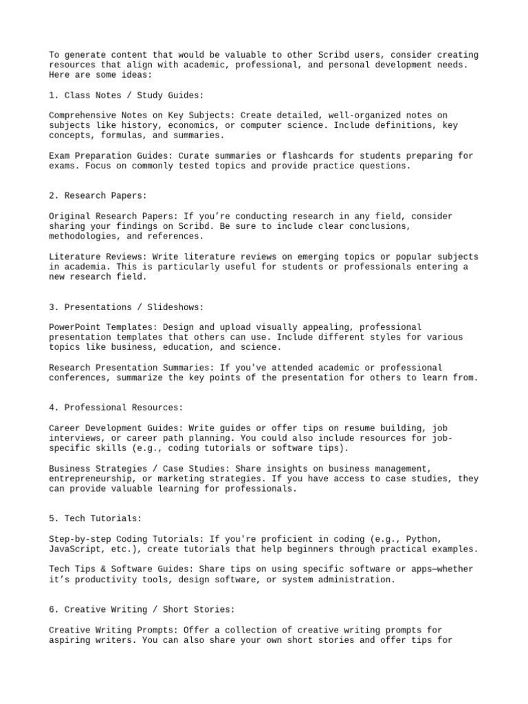 Content Ideas for Scribd Users | PDF | Learning | Cognition
