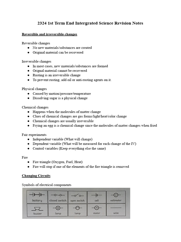 Integrated Science Revision Notes | PDF