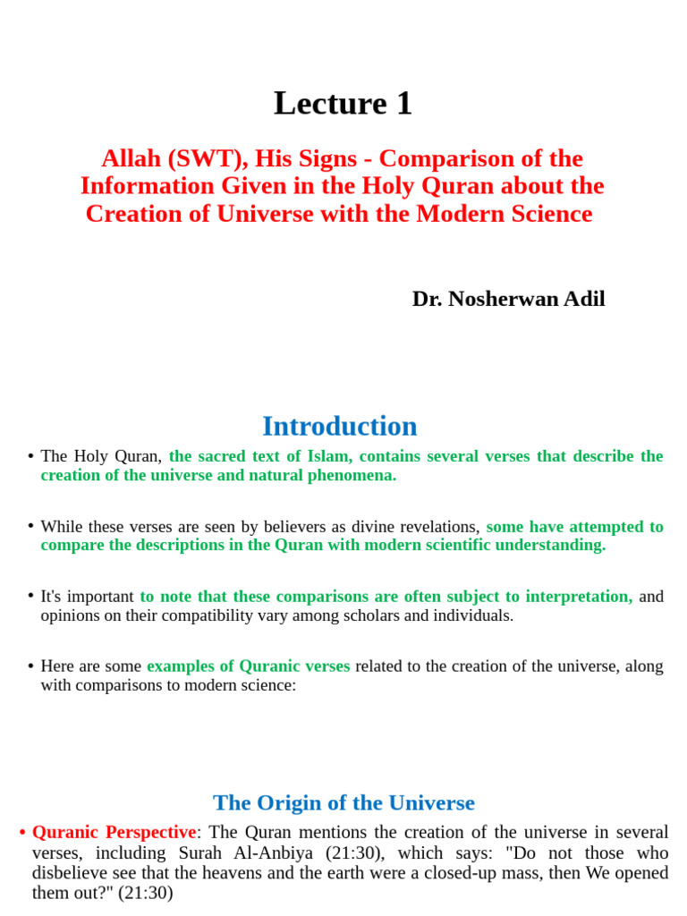 Islam & Modern Science | PDF | Universe | Quran