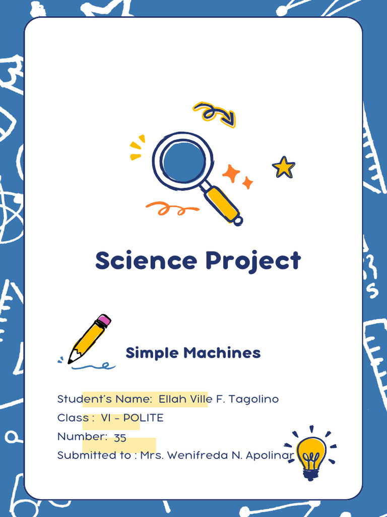 Science Project Assessment Cover Page in Blue Yellow Cute Fun Style | PDF