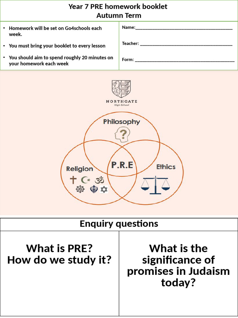 Year 7 PRE Homework Guide: Autumn Term | PDF | Mitzvah | Synagogue