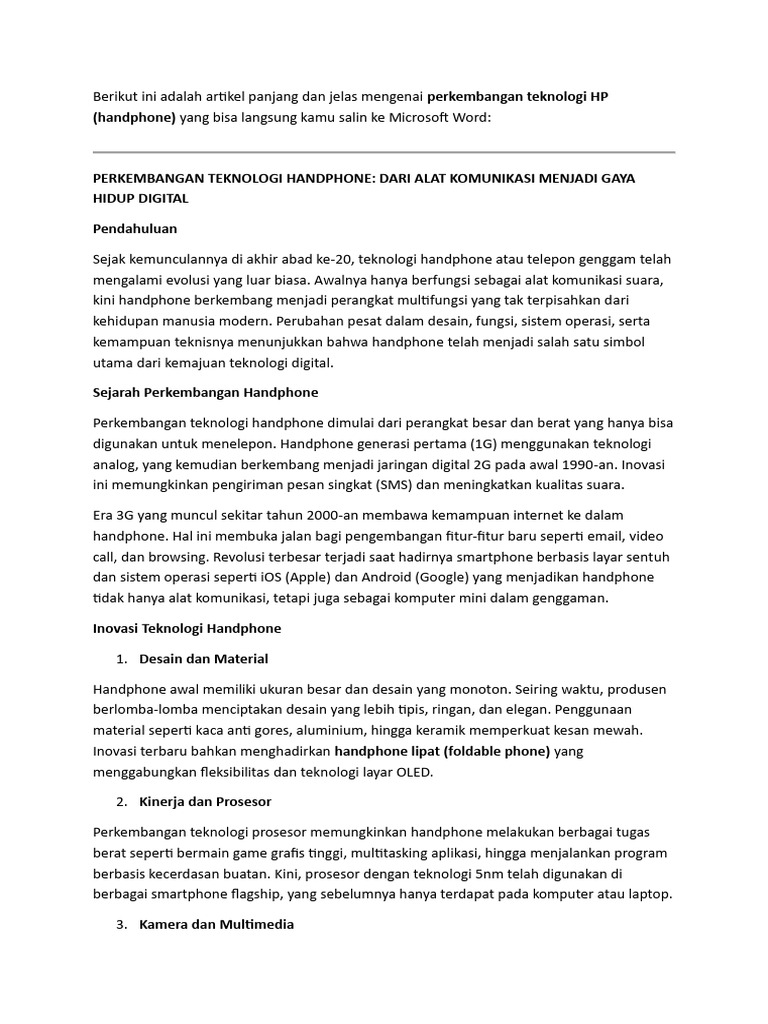 Evolusi Teknologi Handphone Modern | PDF