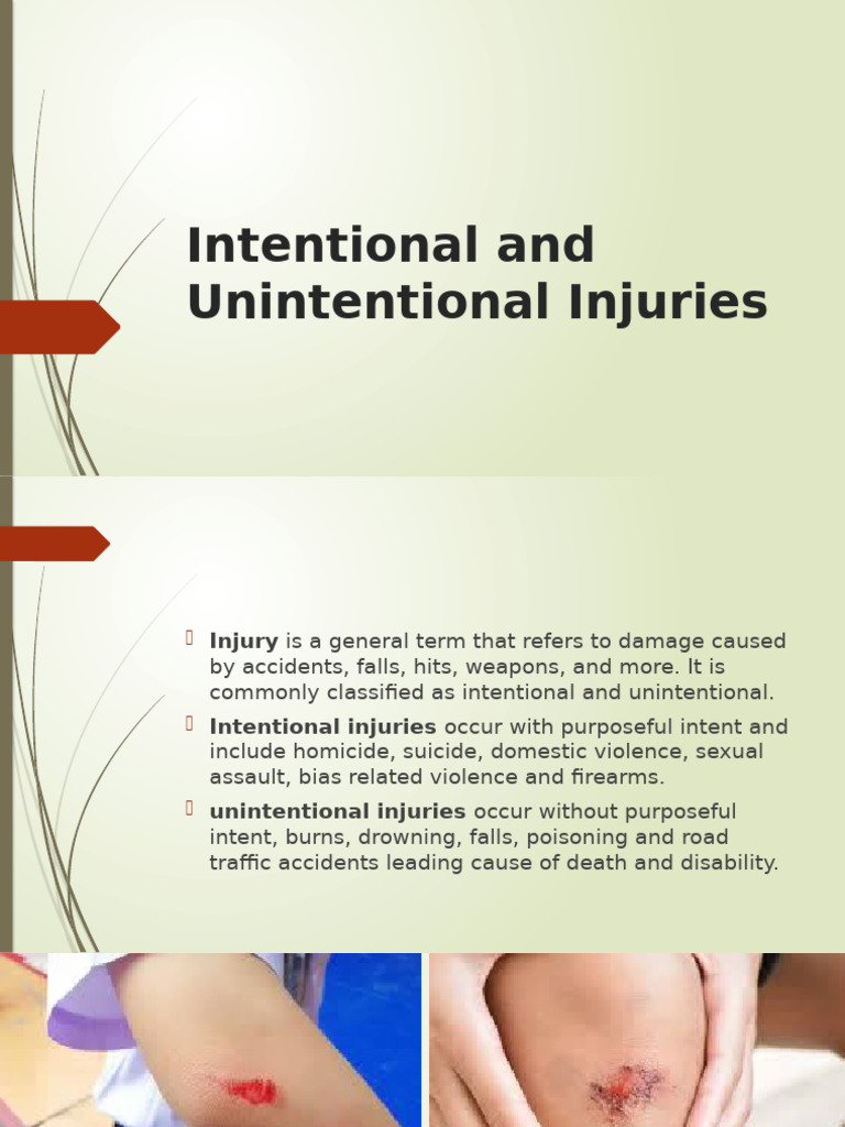 Understanding Intentional vs. Unintentional Injuries | PDF