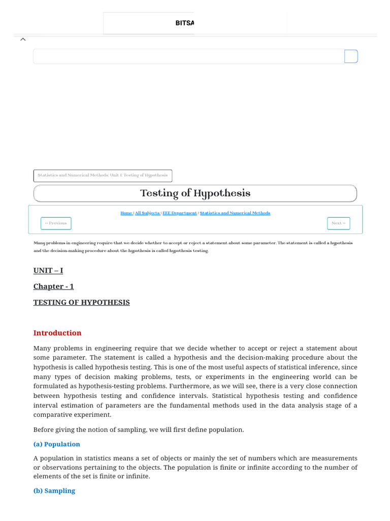 Hypothesis Testing in Statistics | PDF | Statistics | Normal Distribution