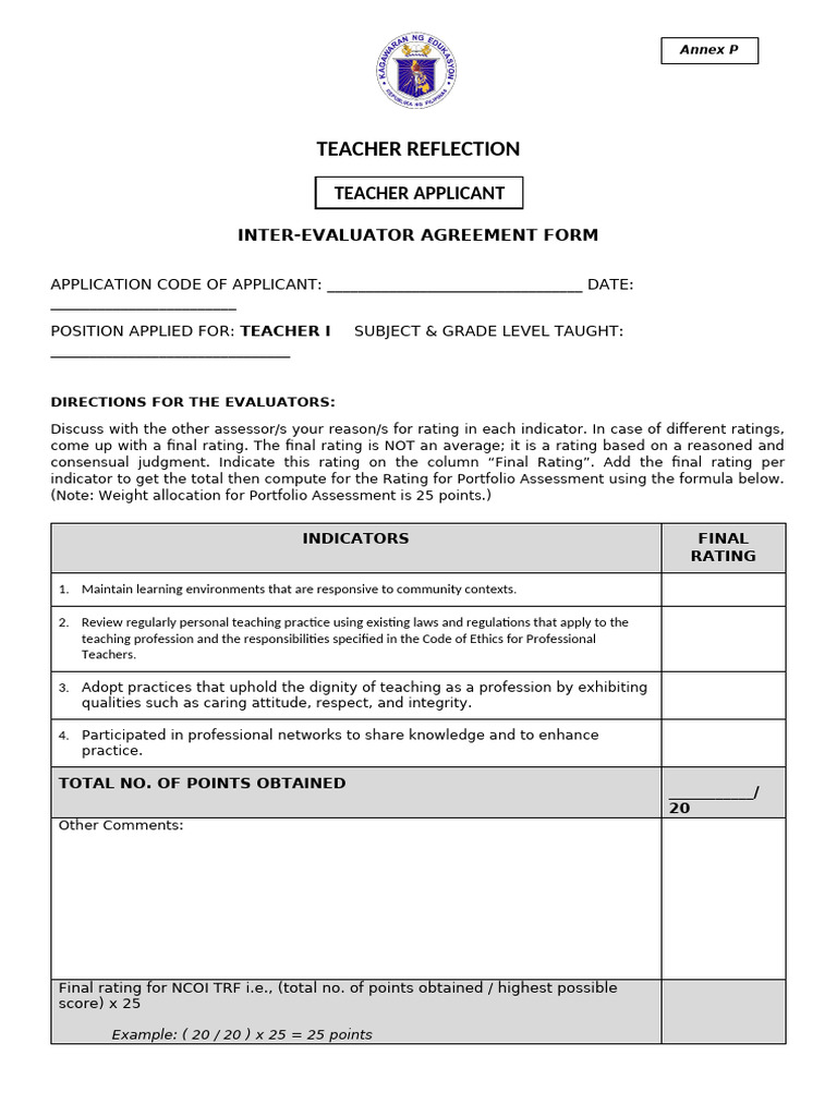 Annex P Inter Evaluator Agreement Form | PDF