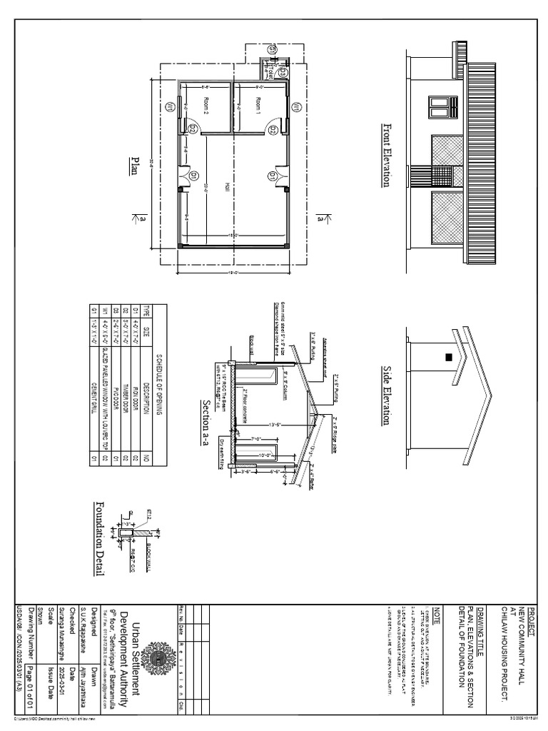 Community Hall Plans and Elevations | PDF | Civil Engineering ...