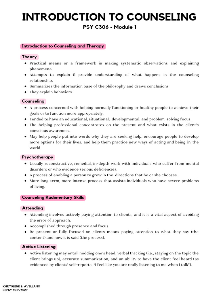 Introduction to Counseling Techniques | PDF | Psychotherapy ...