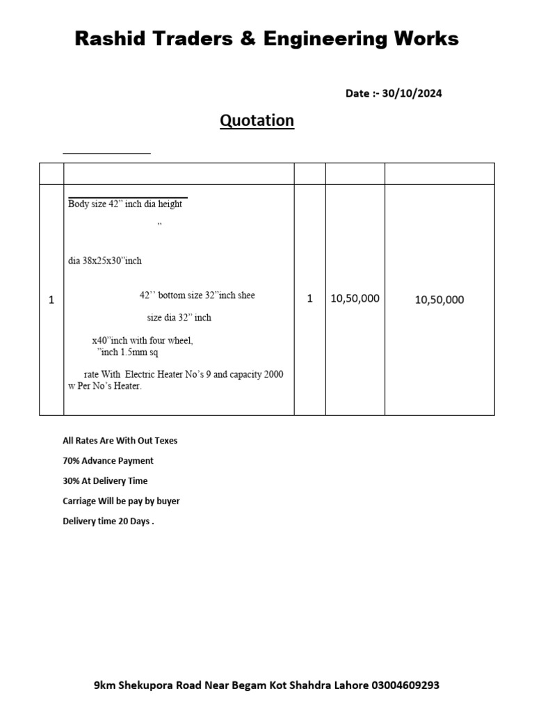FBD Quotation | PDF
