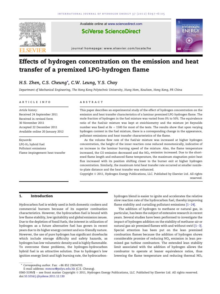 Effects of Hydrogen Concentration On The Emission and Heat Transfer of ...