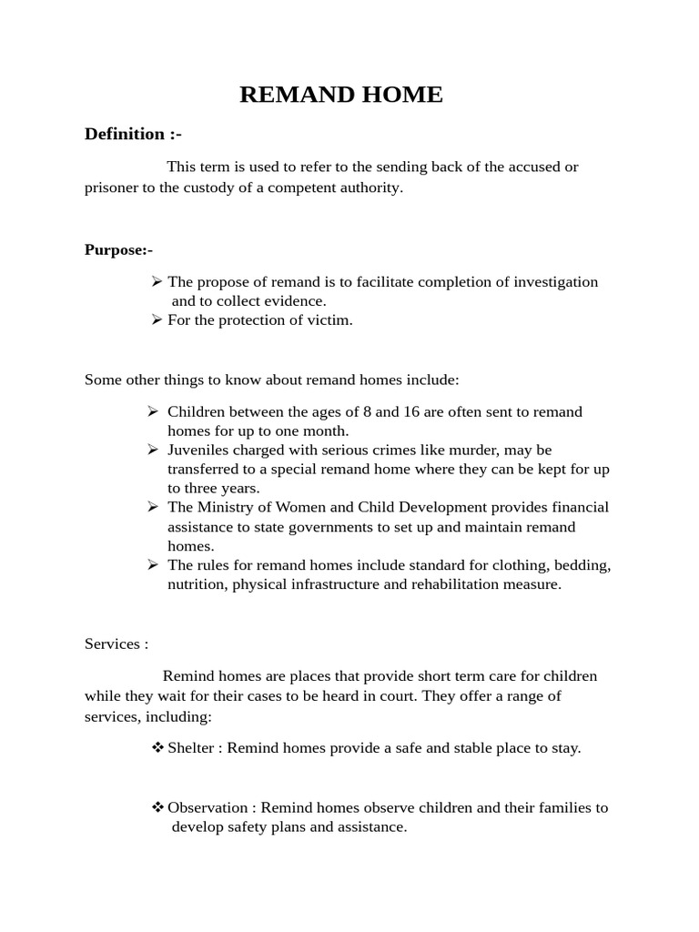 Understanding Remand Homes for Juveniles | PDF | Crimes | Crime & Violence