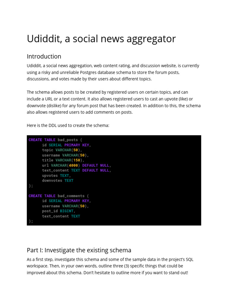 Udiddit Database Schema Redesign Guide | PDF | Databases | Computer Data