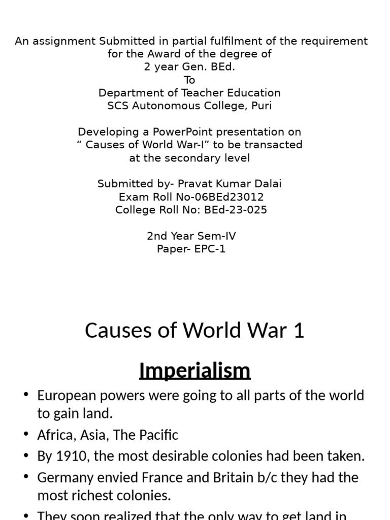 Causes of World War I Explained | PDF | Allies Of World War I | Central ...