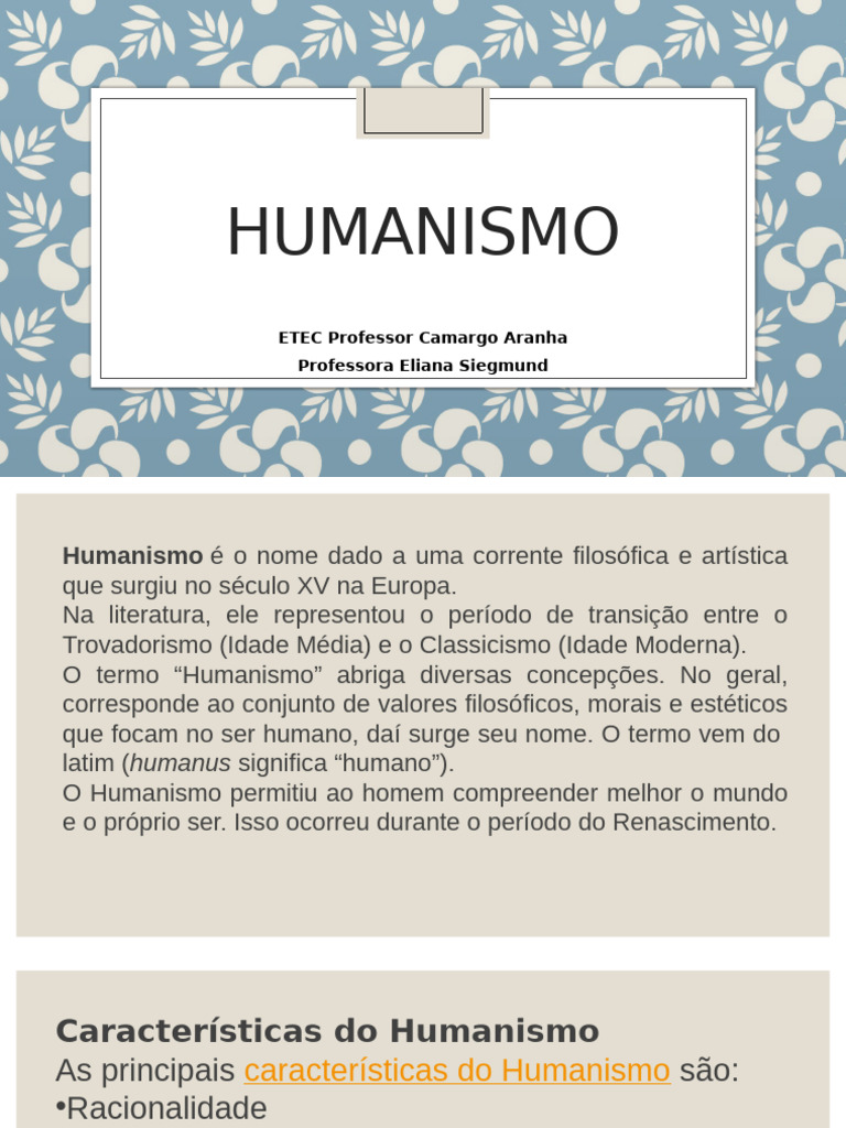 Humanismo-slides-ano1-2021 | PDF