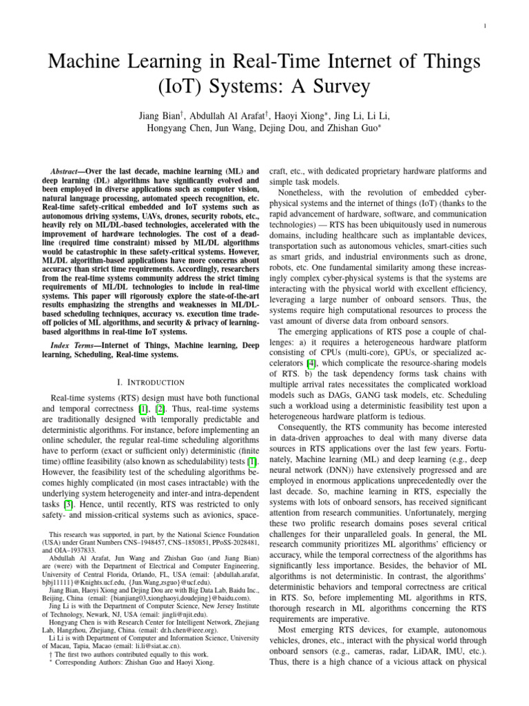 Machine Learning in Real-Time Internet of Things (Iot) Systems: A ...