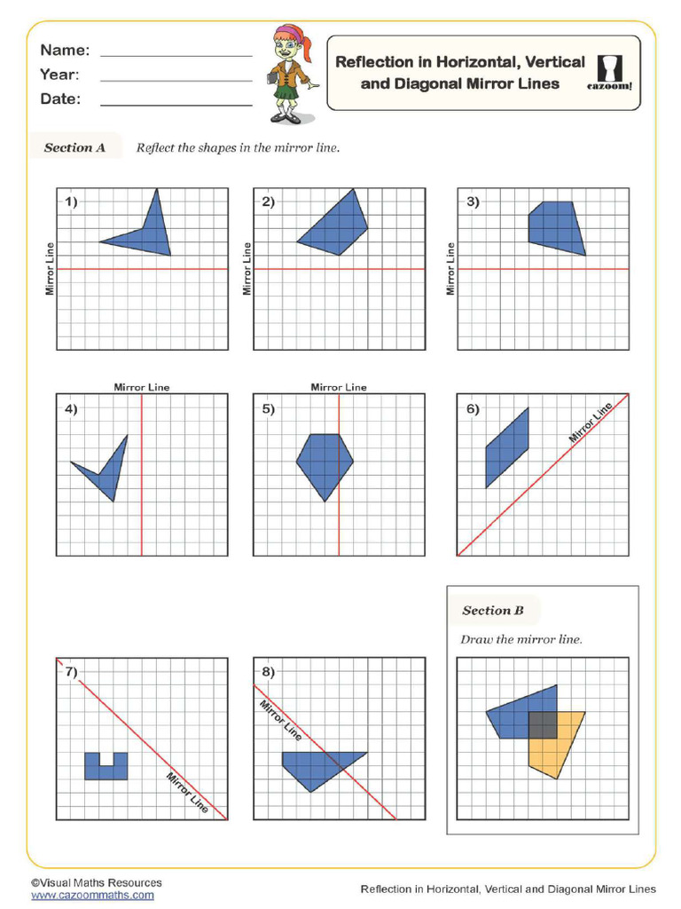 Reflections Math Worksheet 14 | PDF