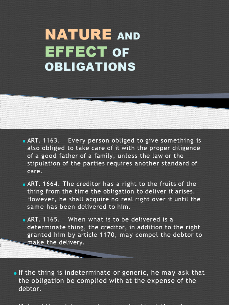 Nature and Effect of Obligations | PDF | Damages | Common Law