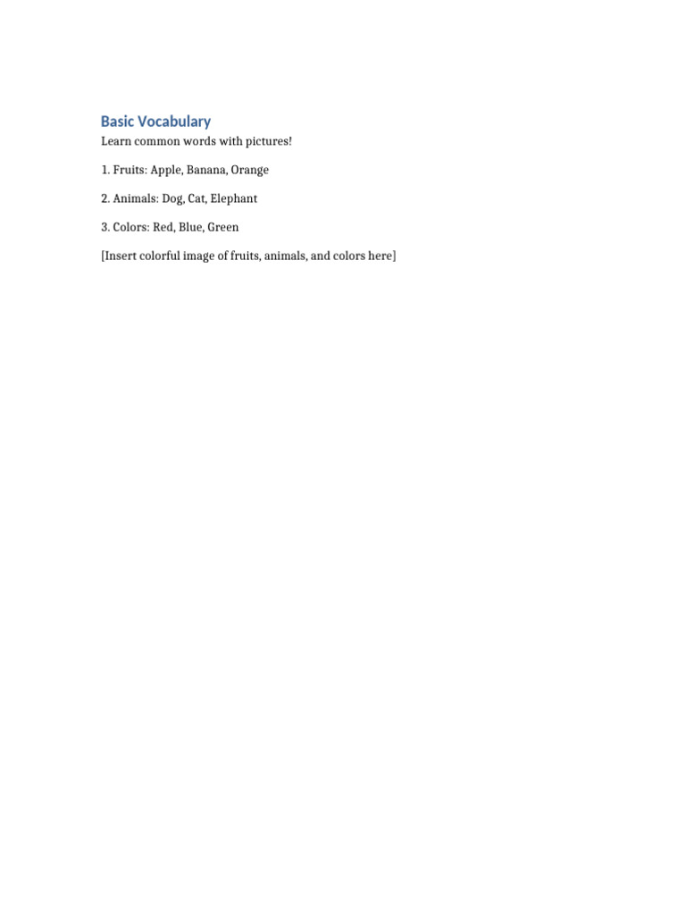 Basic Vocabulary | PDF