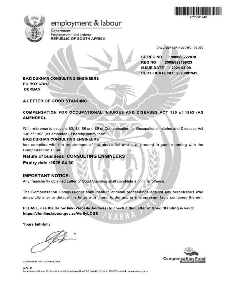 Letter of Good Standing - Coida - 2024.04.30 - 2025.04.30 | PDF