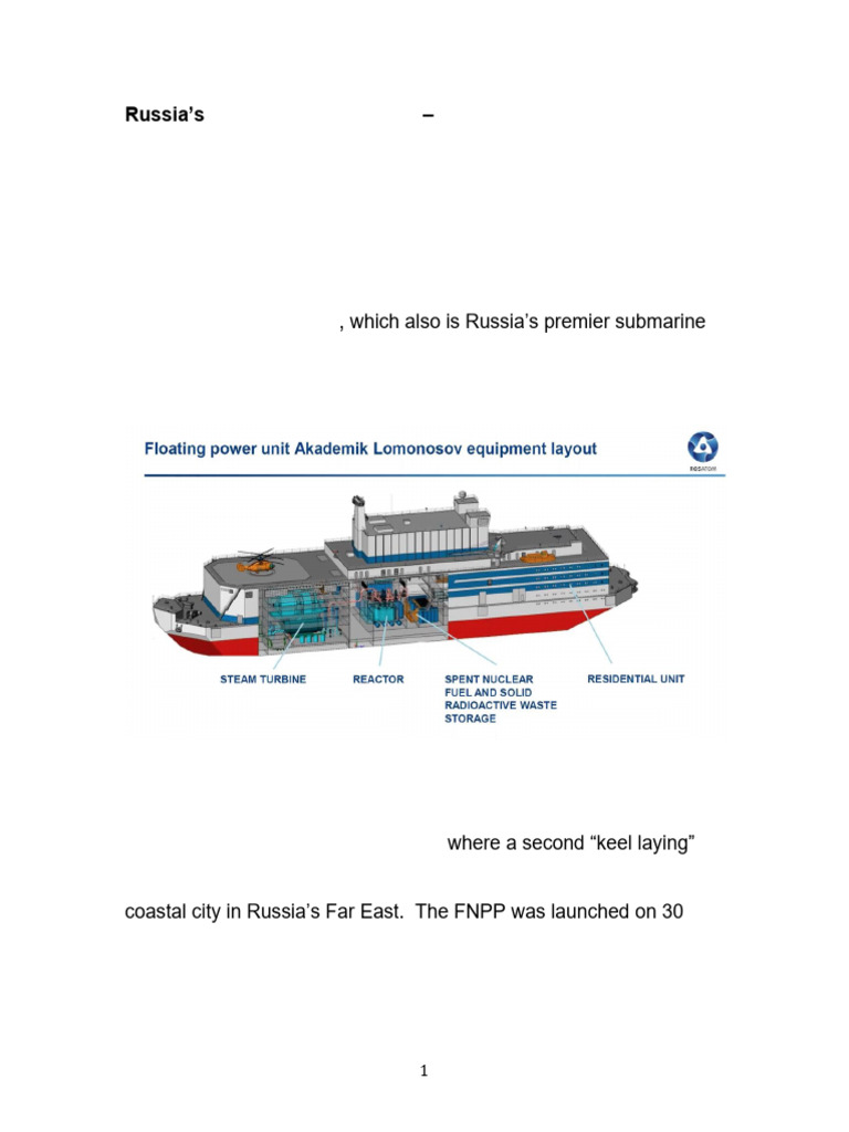 Akademik Lomonosov: Russia's FNPP Overview | PDF | Nuclear Energy ...