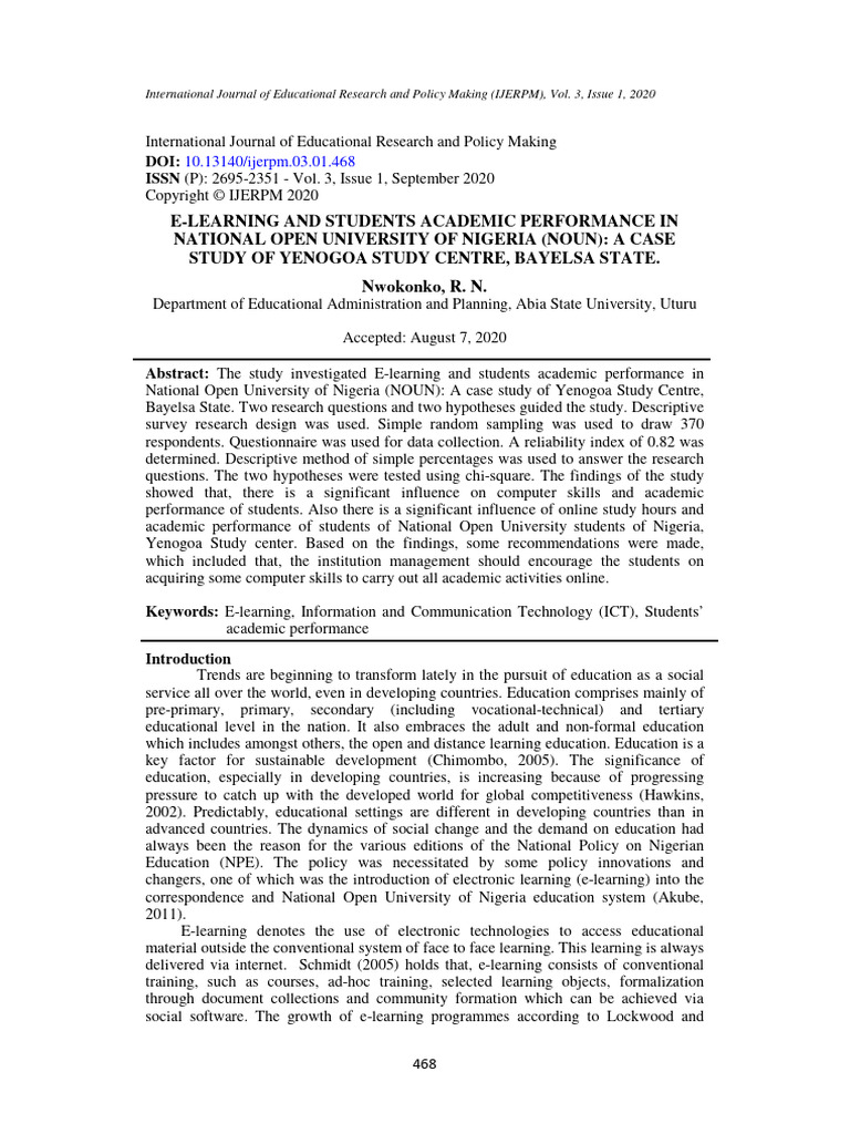 E Learning and Students Academic Perform | PDF | Educational Technology ...