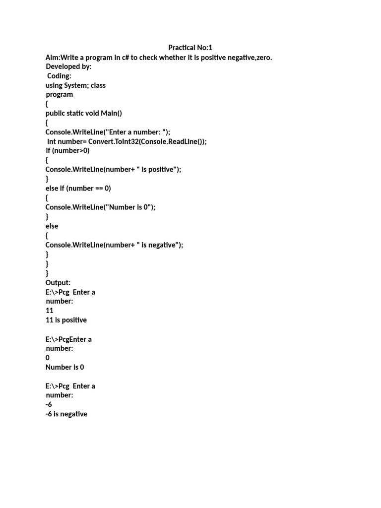 c# Practical (1) | PDF | C Sharp (Programming Language) | Namespace