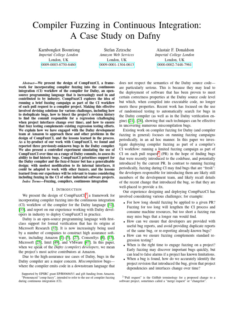 Compiler Fuzzing in Dafny CI Workflow | PDF | Software Bug | Compiler