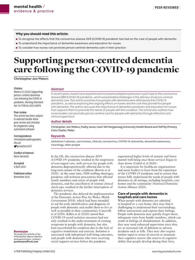 Impact of COVID-19 on Dementia Care | PDF | Dementia | Alzheimer's Disease