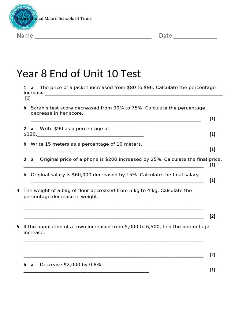 End Of Unit 10 Test Revisited Pdf