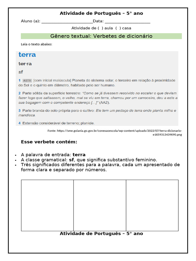 Verbetes para 5° Ano de Português | PDF | Palavra | Português (idioma)