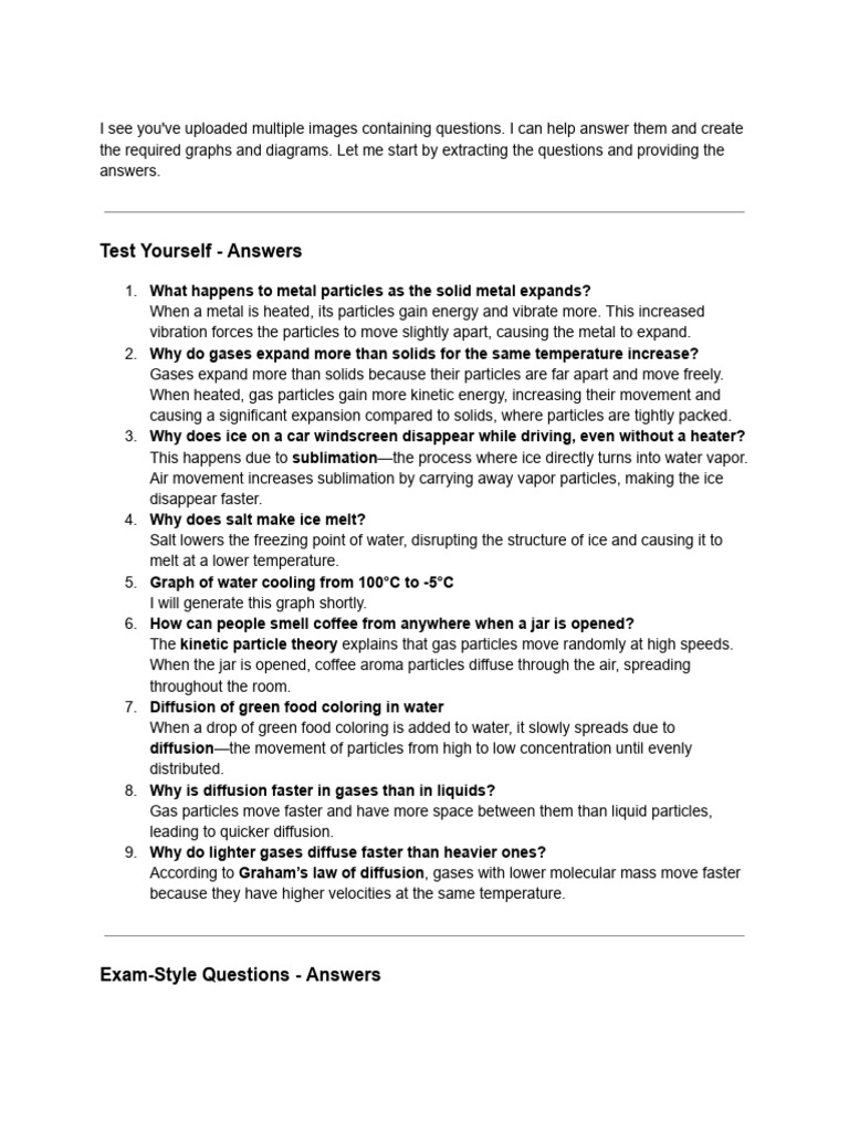 TestYourself and Exam Style Questions Answers | PDF | Gases | Diffusion