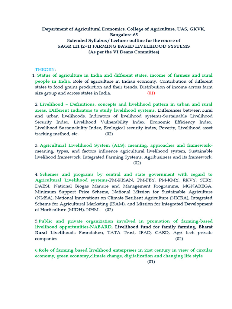 Farming-Based Livelihood Systems Syllabus | PDF | Sustainability ...