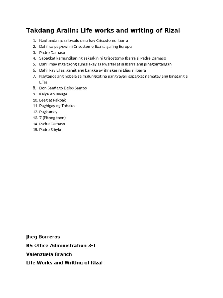 Life Works and Writing of Rizal | PDF