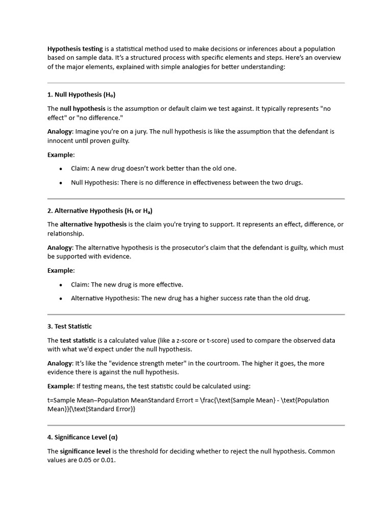 Hypothesis Testing Is A Statistical Method Used To Make Decisions or ...