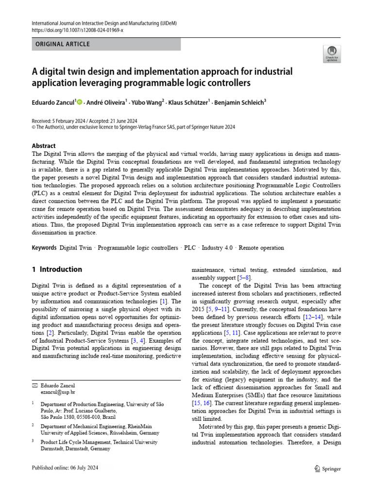 Digital Twin Implementation in Industry | PDF | Programmable Logic ...
