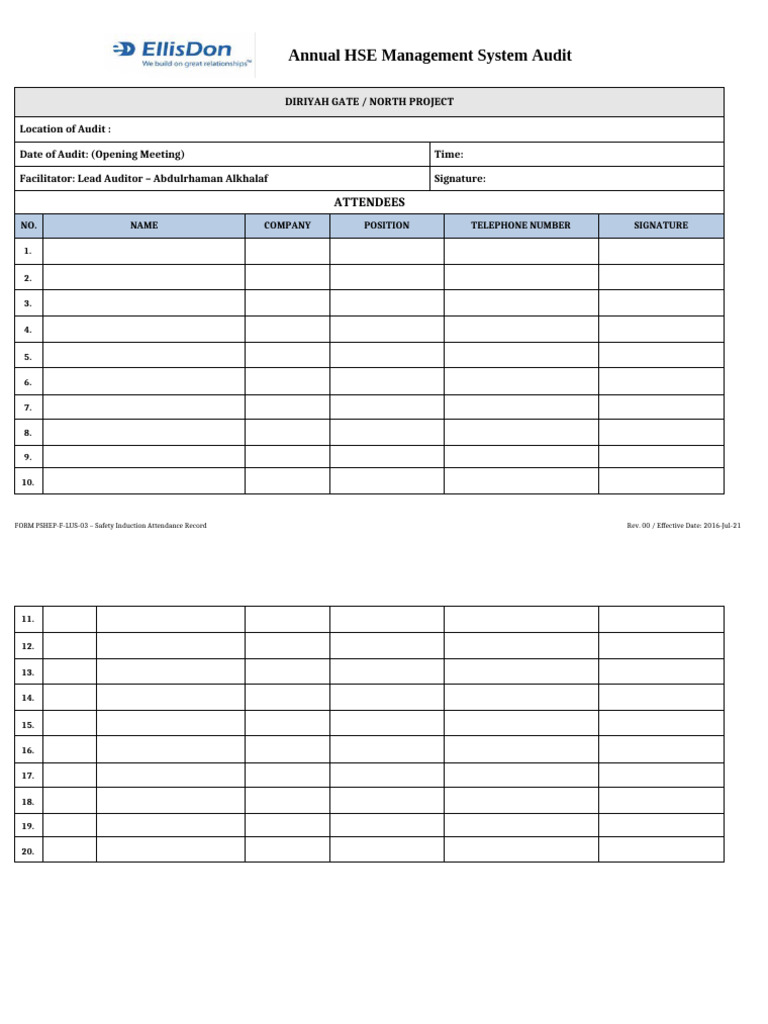 CSC Audit Attendance Record | PDF