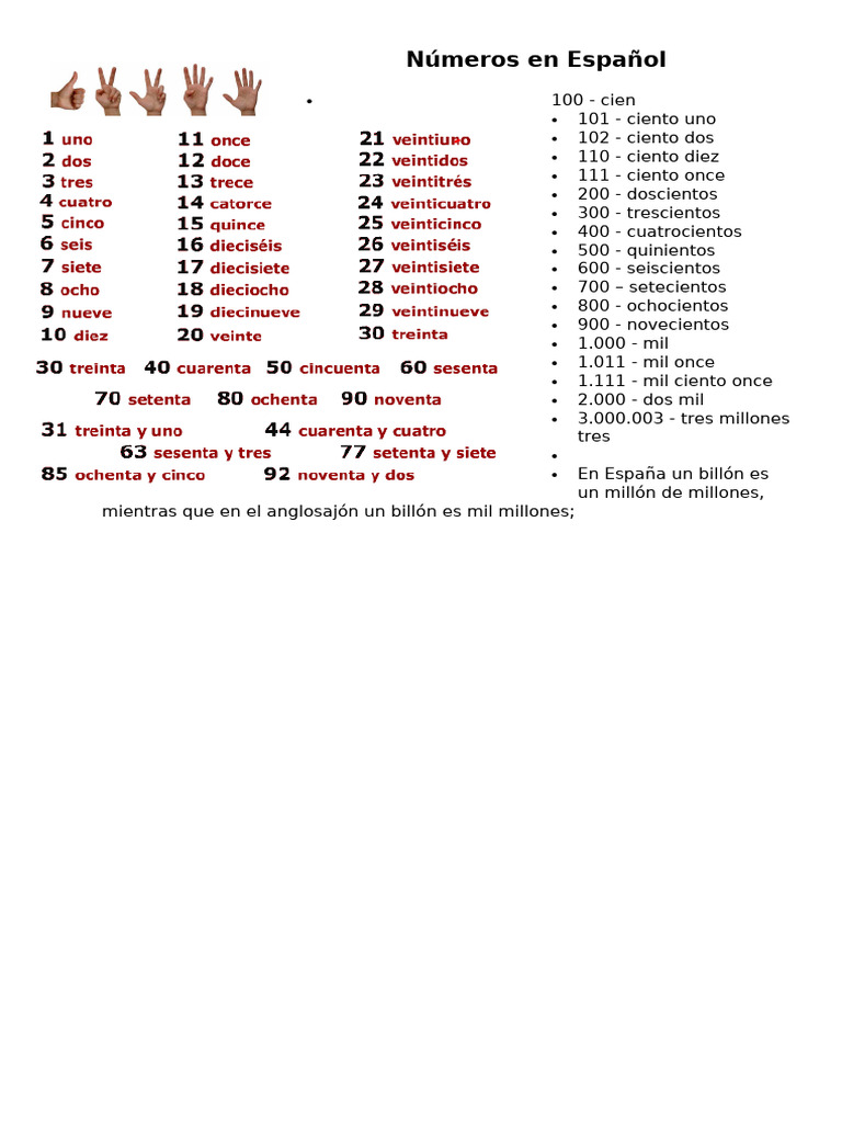 10 Números en Español | PDF