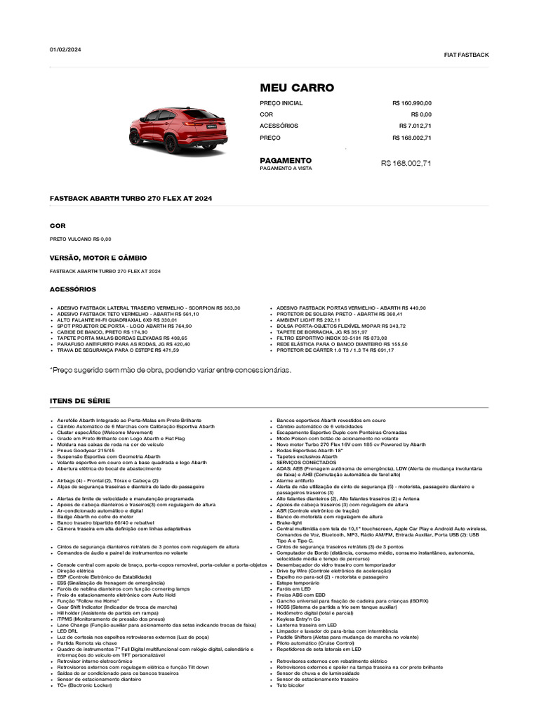 Monte seu Fiat Fastback Abarth 2024 | PDF | Veículo motorizado | Veículos