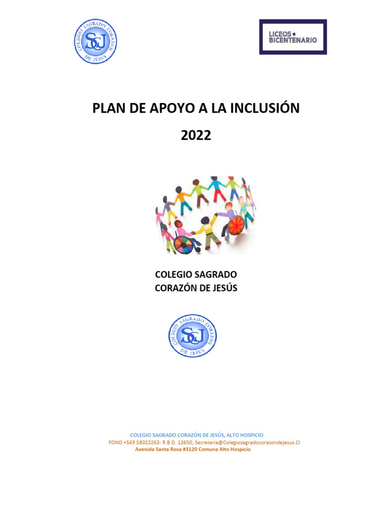 Plan de Apoyo A La Inclusión 2022 | PDF | Inclusión (Educación ...