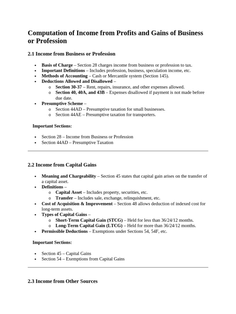 Income Computation for Tax Purposes | PDF | Tax Deduction | Capital Gain