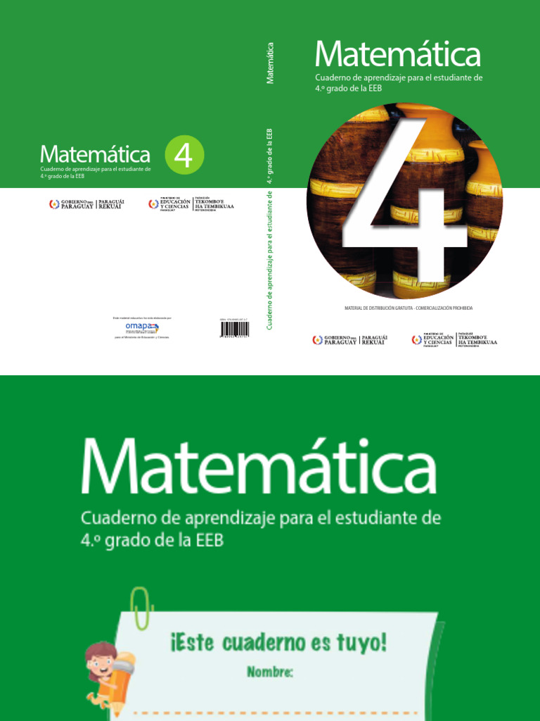 Cuaderno de Matemática 4.º Grado | PDF | Aprendizaje