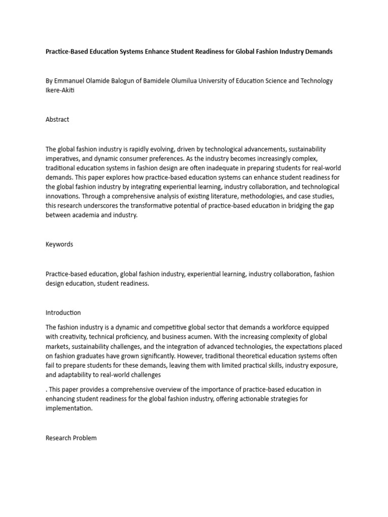 Practice-Based Education Systems Enhance Student Readiness For Global ...