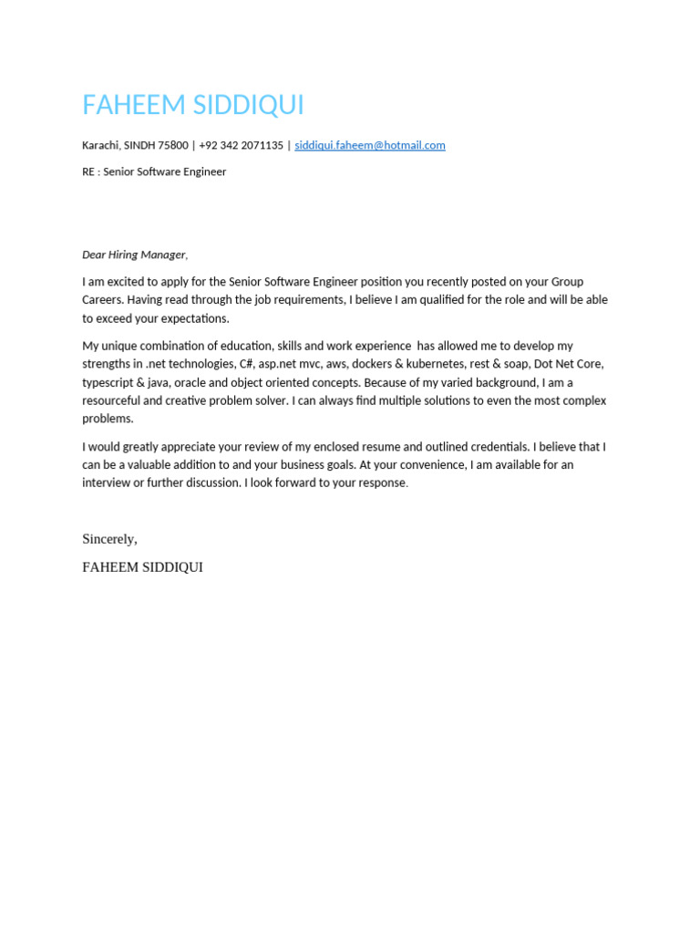 Senior Software Engineer Application | PDF