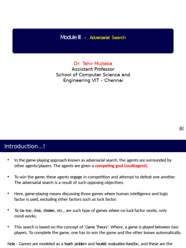 Adversarial Search in Game Theory | PDF | Theoretical Computer Science ...