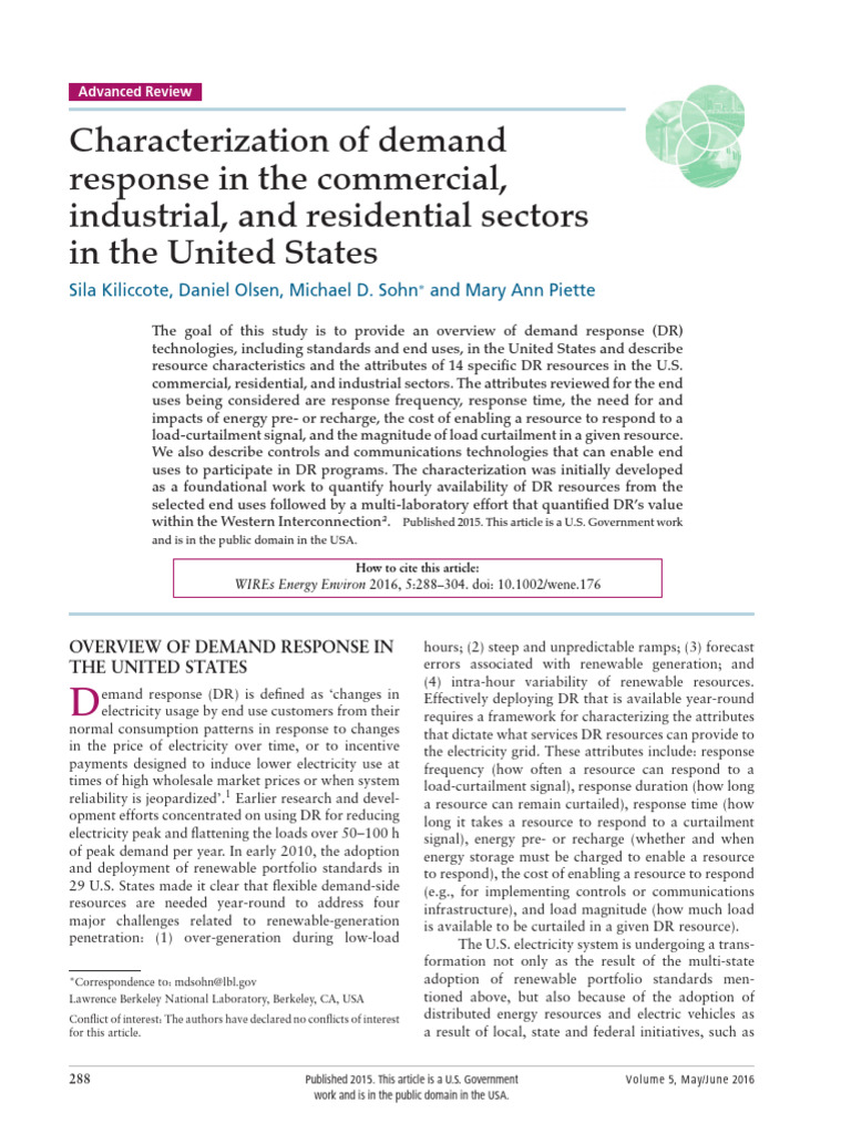 Demand Response Overview in the U.S. | PDF | Electric Power