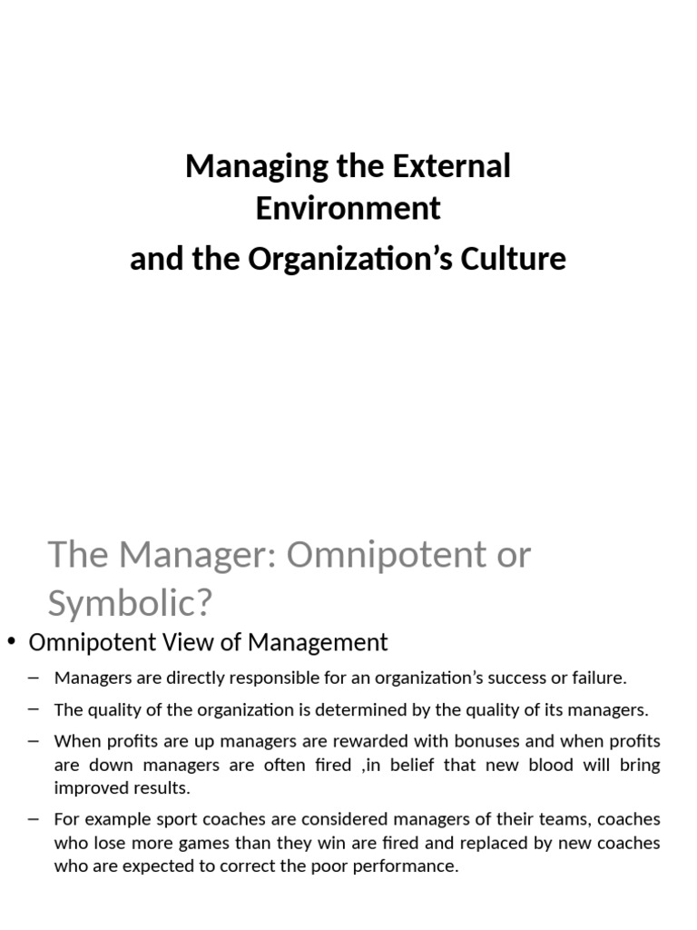 Managing Organizational Culture & Environment | PDF | Organizational ...