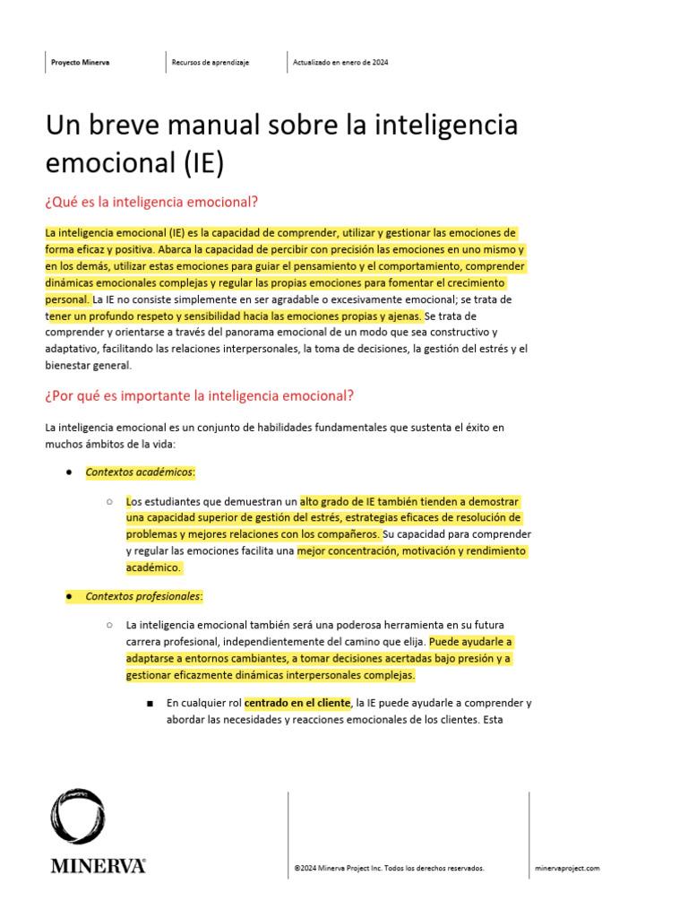 Guía sobre Inteligencia Emocional 2024 | PDF | Las emociones ...