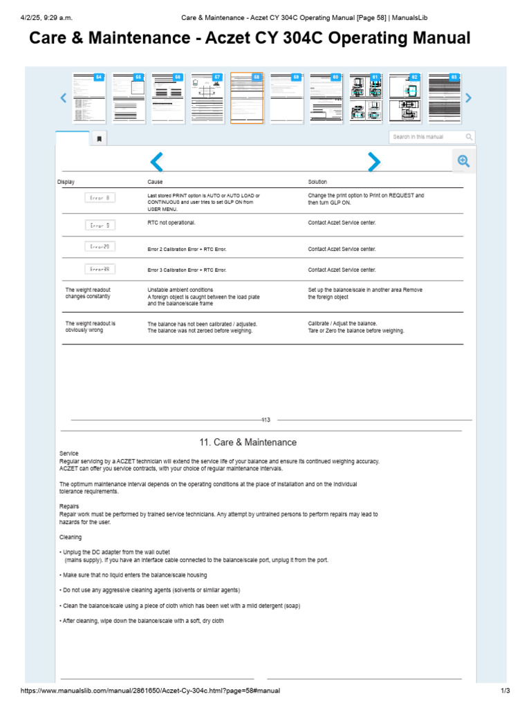 Aczet CY 224C Error Messages Guide | PDF | Calibration